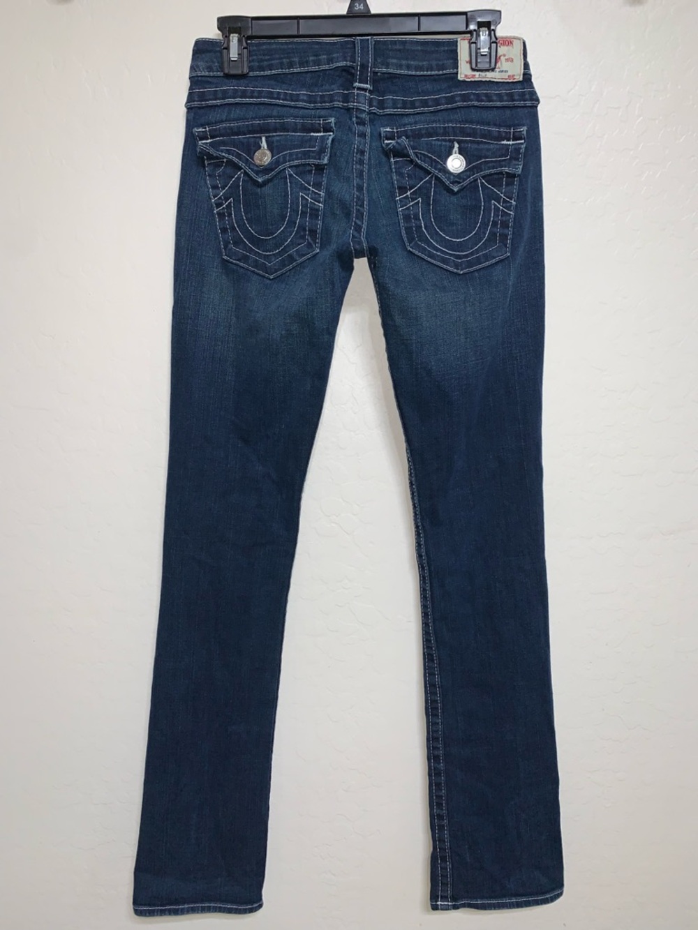 True Religion Straight Leg with Signature Flap Pockets and Stretch